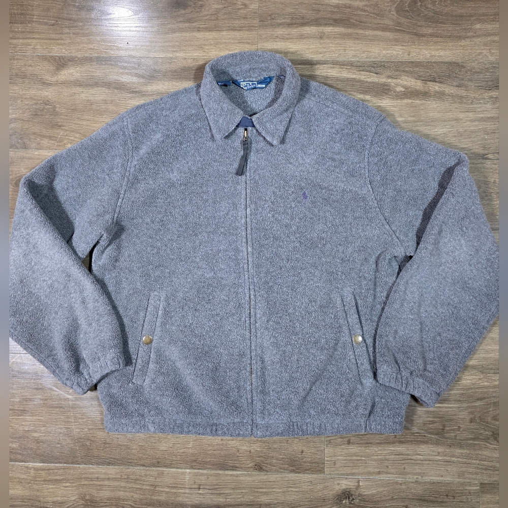 Polo By Ralph Lauren Men's Grey Zip Up Fleece Size L Polartec